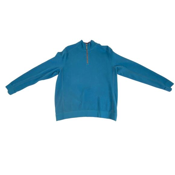 Tommy Bahama Mens 1/4 Zip Pullover Sweater Sz Large Reversible Teal Blue Purple - Picture 6 of 10